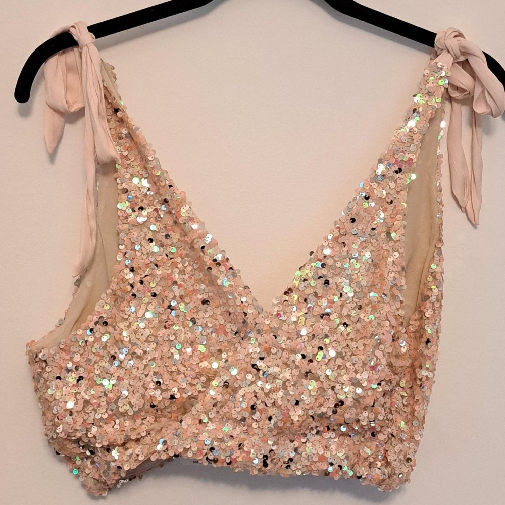intimately Free People Big Night Sequin Crop Top Size Small NWT